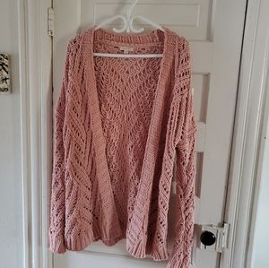 Mystree dusty rose chunky knit open cardigan sz L